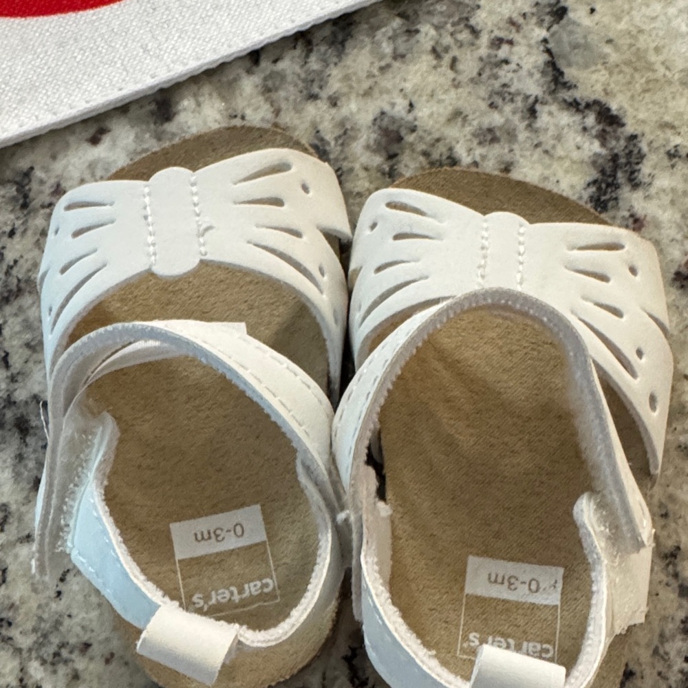 Carter's White Kids Sandals with Bow Detail